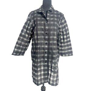 Connie Roberson Size XL  Top Blouse Button Down Shirt Jacket Plaid Collared